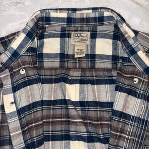 L.L. Bean Plaid Indigo Tartan Flannel Shirt